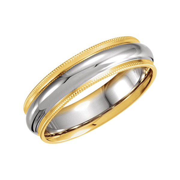 C9-Comfort-Fit Two-Tone Milgrain Band-18kt Yellow & Platinum